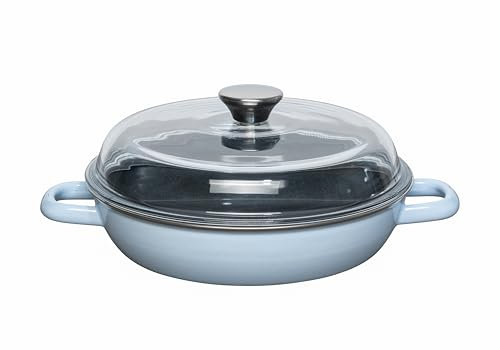 Riess, 0048-028, Schmorpfanne mit Glasdeckel, 24cm, SKY BLUE, LBH 32.3x25.3x12.9cm, Gewicht 2.011kg