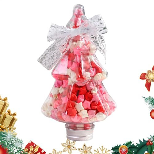 Obesntln Stella dei desideri in colore sfumato | Bottiglia multicolore con albero di Natale e stella, in carta pieghevole, per bambini, familiari e amici