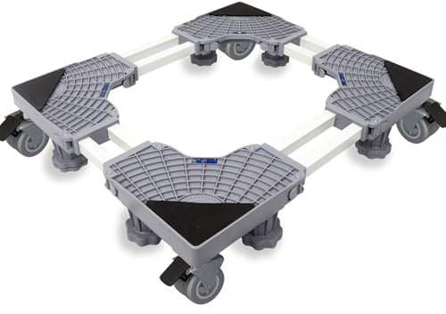 DSYZWEE Waschmaschinen Untergestell, 8 Füße Waschmaschinen Untergestell 8 Röhren+4 Räder Verstellbare Waschmaschinen Sockel für Trockner, Bärenlast 500kg, Untergestell Einstellbare Breite 46-60cm