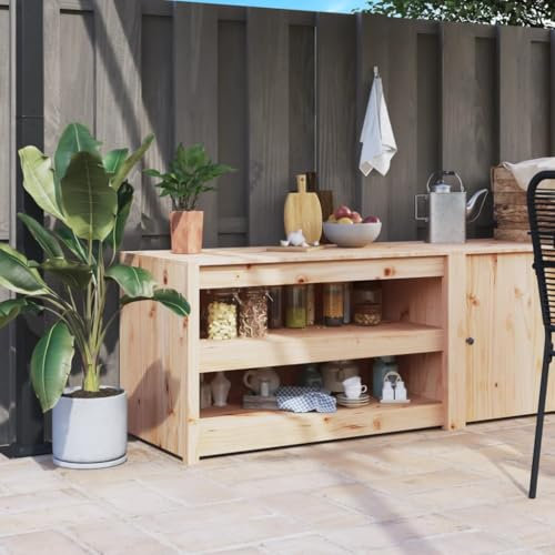 Xichuzi Outdoor-Küchenschrank 106x55x64 cm Massivholz Kiefer, Outdoor Küche, Grilltisch, Pflanztisch, Outdoor Schrank, Outdoorküche, Sideboard Küche - 832333