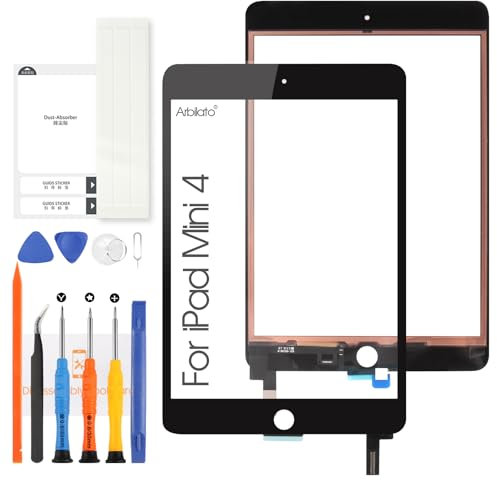 Touch Screen per iPad Mini 4 2015 7.9 pollici, Digitizer per iPad Mini4 A1538 A1550 Pannello di Vetro con Kit di Riparazione (Non LCD) (nero)