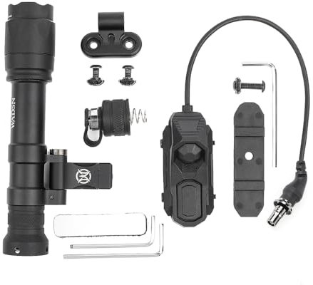 GLECTICAL M640C Tactical Rotating Mount Flashlight, 800 Lumen Tactical LED Flashlight with Pressure Pad and Tail Button Triple Switch for MLOK/Keymood/20mm Picatinny Rail Systems