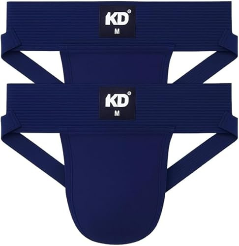 KD Willmax Organic Cotton Jockstrap Gym Supporter – 3” Waistband, Soft & Durable (Navy Pack 2, 5X-Large)