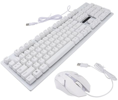 Lurrose Ensemble Clavier Mécanique et Souris de Jeu USB Rétroéclairage Ergonomique pour Gamers Filaire Compatible Pc Accessoires de Jeu Noir