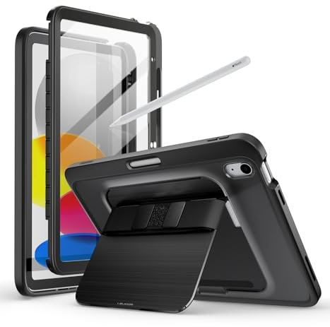 i-Blason Grip Cover per iPad A16 11a Generazione 11'' 2025 / Cover per iPad 10a Generazione [Cinturino per Mano] [Pellicola Protettiva] [Supporto e Portamatite] Custodia Corpo Intero con Bumper (Nero)
