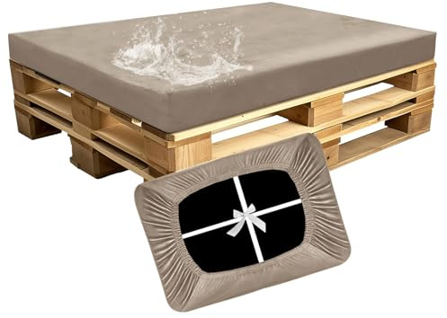 SYLC Outdoor Bezug Für Paletten Bankauflage/Sitzpolster/Gartenmöbel, Samt Wasserdicht Überwürfe Für Europalette Sitzkissen Rückenlehne (Taupe,Seat 120×80×15cm)