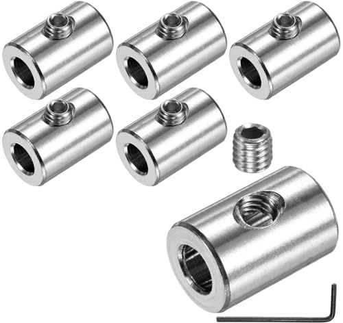 M METERXITY 6-Pack Wire Rope Cable Clamp, 7mm Hole 304 Stainless Steel Single Holes Lock Clip with Hexagon Screws Spanner for Cable Rigging/DIY Decorative Rope/Clothesline
