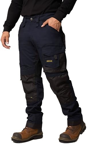 Sam Caan® Mens Work Trousers Multi Pockets Combat Cargo Pants Workwear Safety Trouser for Men