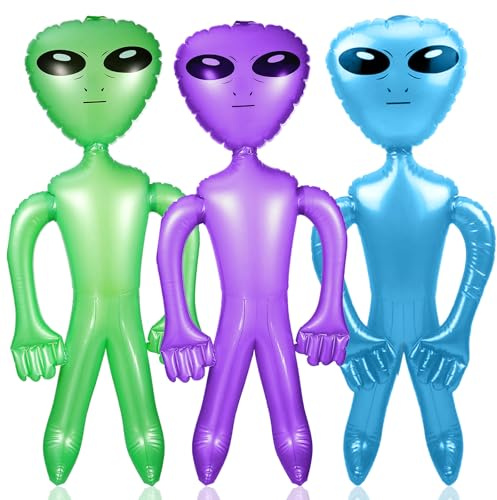 Alien Aufblasbar, 3 Stück 85 cm Aufblasbares Aliens Klein, Halloween Alien Party Deko Interessant 3D Aliens Aufblasbare Spielzeug für Alien-Party, Halloween, Karneval, Geburtstags
