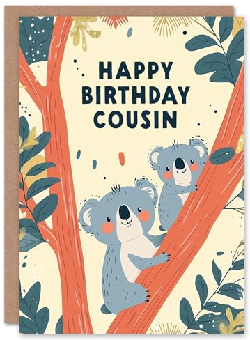 Wee Blue Coo Birthday Card Cute Koala Bears On A Tree Illustration For Cousin