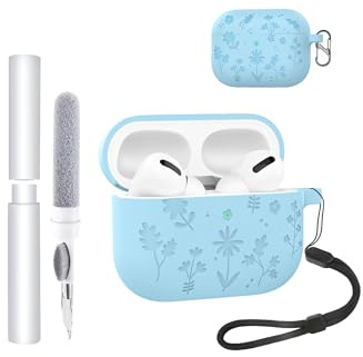 toergy Silikon Hülle für Apple AirPods Pro 3 Ohrhörer – Stoßfest, Wasserdicht, Weich & Langlebig, mit Lanyard, Schlüsselanhänger & Reinigungstool, Himmelblau
