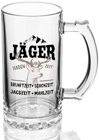 Joymaking Bierglas Jäger Geschenke, Jagd Geschenke für Männer, Jäger Bierkrug 0,5L