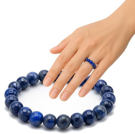 PURAJA Edelsteinring aus echtem Naturstein | Elastischer Anti Stress Ring | 3mm Perlenring aus hochwertigen Mineralien