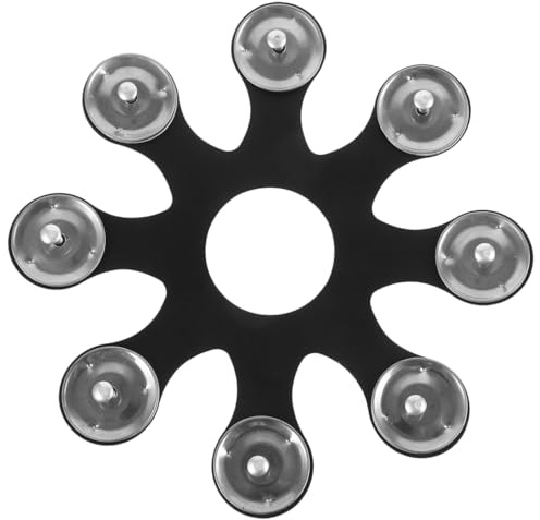 Tambourin Charleston pour Cymbale de Batterie, Effet Cloche, Noir | Pet et Acier Inoxydable, Couche Tonale Renforcée, Expression Musicale, Rythme Amélioré, Style Élégant