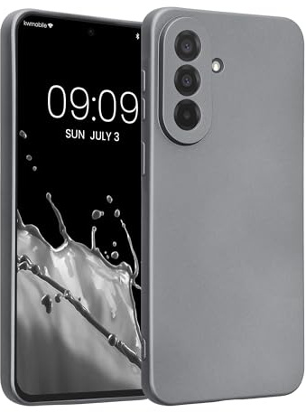 kwmobile Handyhülle für Samsung Galaxy A37 5G Hülle - weiche Silikon Case metallisch schimmernd - Schutzhülle Cover - Metallic Grau
