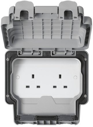 MK Masterseal Plus K56481GRY 13 amp 2-Gang Unswitched Socket