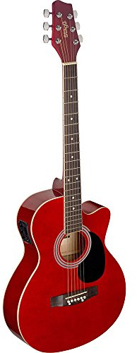 Stagg SA20ACE RED Auditorium Cutaway Electro-Acoustic Guitar - Red