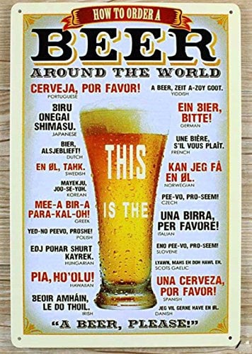 Blechschild Wandschild mit Aufschrift How To Order A Beer Around The World Metall Poster Bar Pub Home Retro 20 x 30 cm