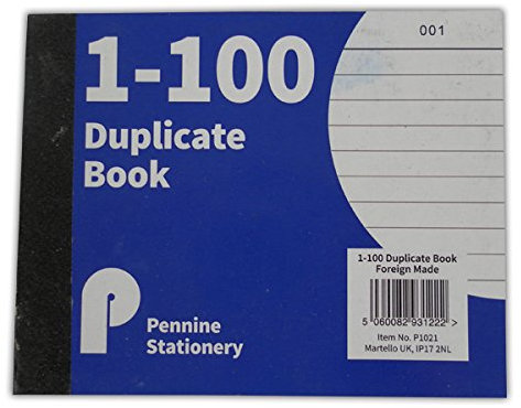 Half Size Duplicate Receipt Book Numbered Cash 1 - 100 Pages Pad Carbon Invoice