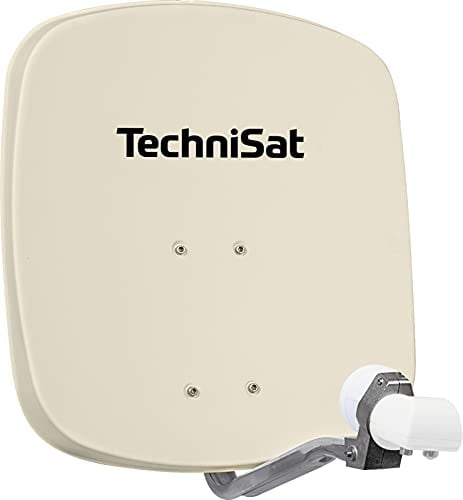 TechniSat DIGIDISH 45 – Satelliten-Schüssel für 2 Teilnehmer (45 cm kleine Sat Anlage - Komplettset mit Wandhalterung und Universal Twin-LNB) beige