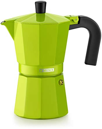 Monix Lima-Cafetera Italiana de Aluminio, 6 Tazas, Color Verde, 10 cm