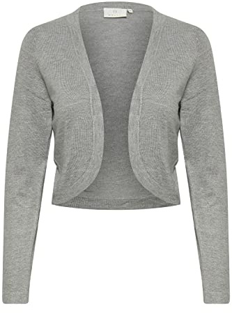 KAFFE Bolero Astrid Damen Bolero Astrid Elegant Jäckchen Langarm Cardigan Bolerojacke S, Grey Melange