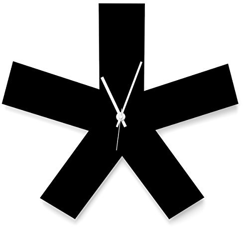 WANDKINGS Wanduhr Typo-Sternchen aus Acrylglas, in 11 Farben erhältlich (Farbe: Uhr = Schwarz glänzend; Zeiger = Weiß)