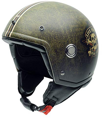 NZI Tonup Grafik Offenes Gesicht Motorradhelm, Matt Ride Free, Größe M