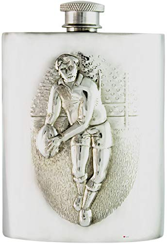 Rugby Hip Flask 6oz Kidney Shape Fine English Pewter Engravable