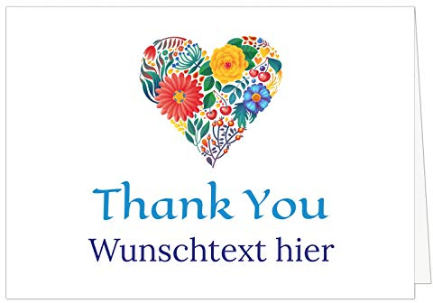 XXL Dankeskarte (A4) | PERSONALISIERT | Thank you Englisch | mit Umschlag | hochwertige Klappkarte | Mit Ihrem Text anpassbar | Große Karte | Maxi Danksagung | Karte | Überformat
