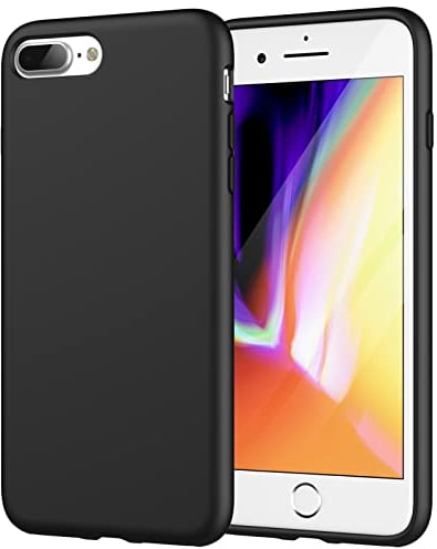 JETech Coque en Silicone pour iPhone 7 Plus / 8 Plus, Étui de Protection Complète du Corps au Toucher Soyeux, Housse avec Doublure Douce en Tissu Microfibre, Anti-Chocs (Noir)