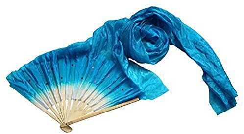 Guajave 1,8 m langer, handgefertigter bunter Bauchtanz-Fächer, Bambus, Schleier, Tanzfächer