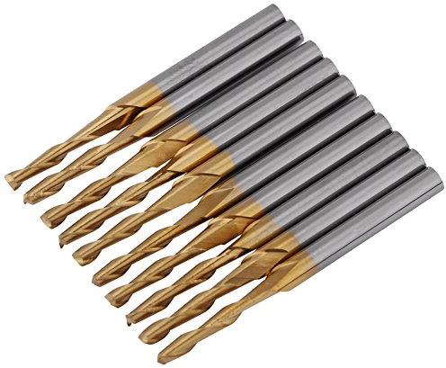 Fraise à queue en carbure de tungstène avec revêtement en titane, fraise à double rainure CNC, jeu de fraises 3,175 mm, tige de 2 mm de diamètre de coupe