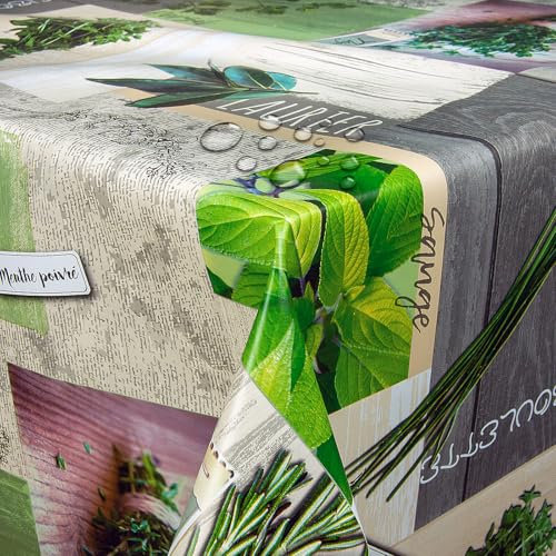 Wachstuch Wachstischdecke Tischdecke Kräuter Rosmarin Minze Breite & Länge wählbar 100 x 100 cm Eckig abwaschbar