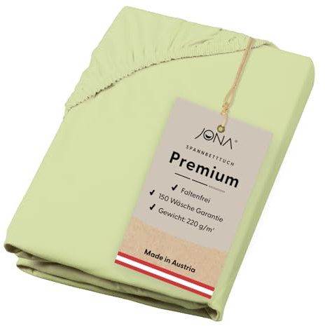 JONA SLEEP® Premium Spannbettlaken (180-200 x 200 cm) Jersey Baumwolle Apfelgrün - 220 g/m² - ÖKO-TEX 100 zertifziert - Made in Austria