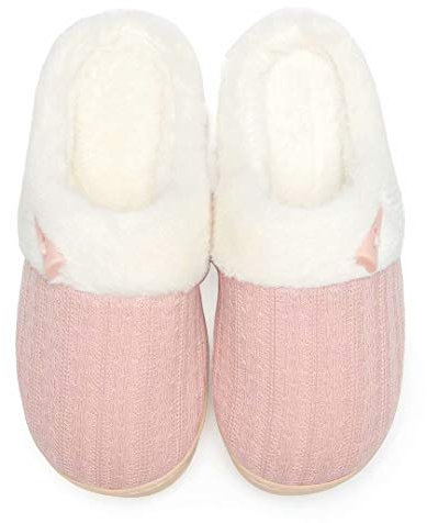 NineCiFun Pantofole da donna Comfort Memory Foam Pantofole morbide e pelose Scarpe da letto calde Pantofole antiscivolo(EU40/41,rosa)