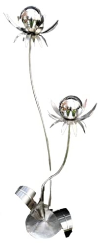Jürgen Bocker Garten-Ambiente Dekoblume Milano matt gebürstet 120 cm mit Kugeln in Edelstahl poliert mit Standfuss, Silber, BL 100 112 a