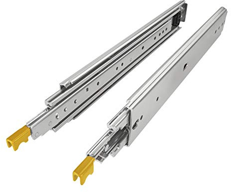 1 Paar SOTECH Schwerlastauszüge KV2-200-H76-L1050-LC belastbar bis 200 Kg | 1066,8 mm mit Lock-in out Einrastfunktion gelb Schwerlast-Vollauszug