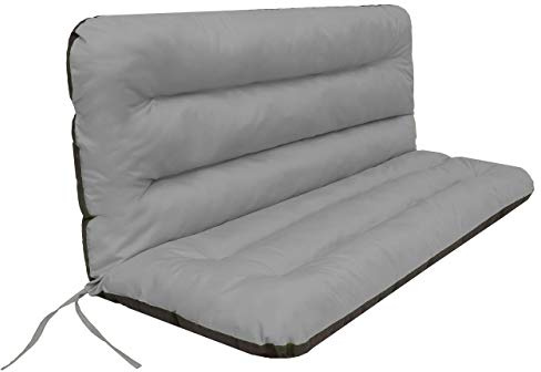 PillowPrim Kissen für Hollywoodschaukel • Gartenbankauflage • Bankauflage • Bankkissen • Sitzkissen und Rückenkissen • Gartenpolster • sitzbreite 150 cm Hellgrau