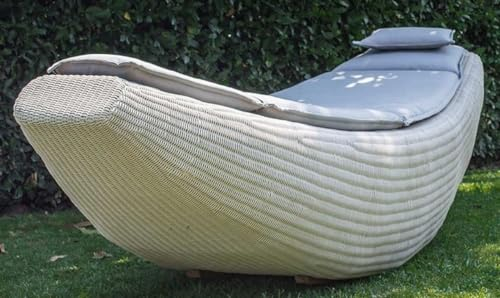 Casa Padrino Luxus Schaukelliege Weiß/Fliederfarben 230 x 75 x H. 70 cm - Handgewebte Wetterbeständige Gartenliege - Moderne Poolliege - Garten Möbel - Hotel Möbel