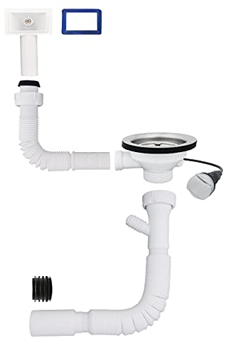 Design Edelstahleinbauspüle verschiedene Modelle aus hochwertigem Edelstahl Spülbecken Spüle mit Überlauf inkl.Syphon Set … (Excenter Ablaufgarnitur für 1 Becken)