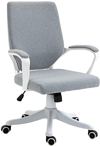 Vinsetto Silla de Oficina Giratoria Silla de Escritorio Basculante con Reposabrazos y Altura Ajustable para Dormitorio Salón Carga 120 kg 62x69x92-100 cm Verde Gris