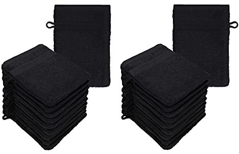 Betz Lot de 20 Gants de Toilette Premium Taille 16x21 cm 100% Coton Couleur Noir