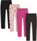 LAPASA Leggings Fille Lot de 4 Uni & à Motifs Collants 3-13 Ans Extensible Doux Danse Gym G11 Noir, Fleurs A, Rose, Coeurs Roses 7-8 Ans
