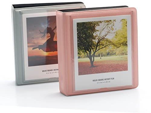 EKEDAC Fotoalbum mit 33 Taschen für Polaroid-Sofortbildkamera, passend für 8,9 x 10,8 cm Fotos, PVC-Material und wasserabweisend (Rosa + Grau, 2)