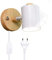 LED Holz Wandleuchte mit Schalter und Stecker, Innen Wandlampe mit Kabel Drehbar Wandspot Nachttischlampe Kinderzimmer Leselampe Einstellbar Weiß Metall Schirm Schlafzimmer Bett Nachtlicht Holzlampe