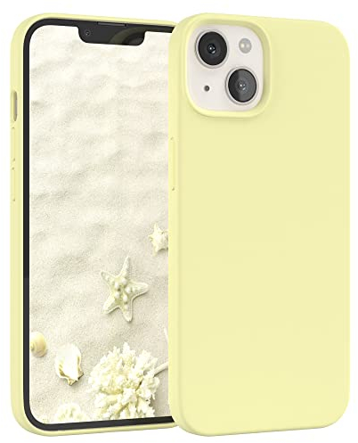 EAZY CASE Premium Silikon Handyhülle kompatibel mit iPhone 13, Slimcover mit Kameraschutz und Innenfutter, Silikonhülle, Schutzhülle, Bumper, Handy Case, Hülle, Softcase, Blass Gelb