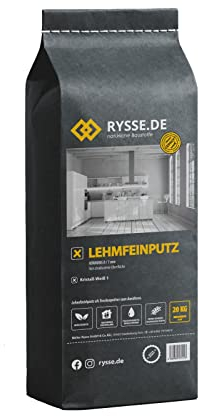 RYSSE.DE natürliche Baustoffe Lehmfeinputz weiß, schneeweiß, Trockenpulver, 20 kg, Reichweite ca. 8 m²(Schneeweiß)