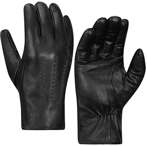 Harssidanzar Lederhandschuhe für Herren,Winter Kaninchenfell gefütterte weiche Echtlederhandschuhe KM047EU,Schwarz, Größe S