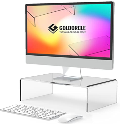 GoldOrcle Monitorständer aus Acryl, transparent, für Laptop, PC, Drucker, Computer-Erhöhung